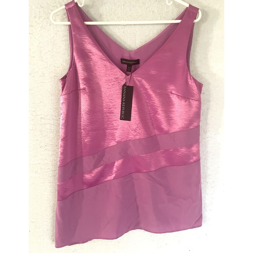 Banana Republic Womens Shirt Tank Top XS Purple Sleeveless Blouse lined V-neck